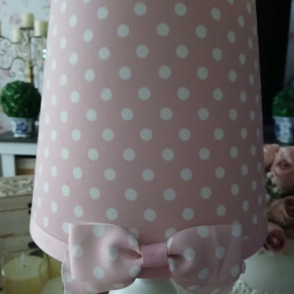 Pink Polka Dot Lamp with Bow - Picture 4 of 5